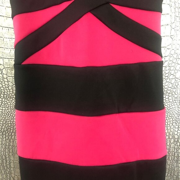Women's Fuchsia and Black Colorblock Fitted Dress Size M - Picture 3 of 3